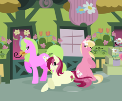 Size: 1024x848 | Tagged: safe, artist:cajesthetabby, derpibooru import, daisy, flower wishes, lily, lily valley, roseluck, flower, flower trio