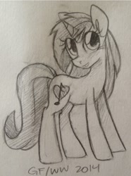 Size: 823x1108 | Tagged: safe, artist:grayflower, oc, oc only, pony, unicorn, grayscale, monochrome, solo, traditional art