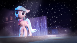 Size: 1280x720 | Tagged: safe, artist:egstudios93, derpibooru import, coco pommel, 3d, gmod, looking at you, snow, snowfall, solo