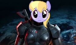Size: 600x354 | Tagged: safe, cloud kicker, fanfic:the life and times of a winning pony, armor, commander shepard, fanfic, femshep, gamer poop, mans1ay3r, mass effect, n7 armor, solo, we'll bang ok, winningverse