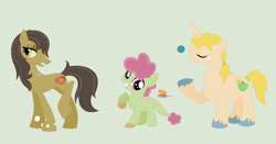 Size: 1163x609 | Tagged: safe, artist:strawberry-spritz, dracony, hybrid, offspring, parent:applejack, parent:cheese sandwich, parent:prince blueblood, parent:queen chrysalis, parent:spike, parent:twist, parents:bluejack