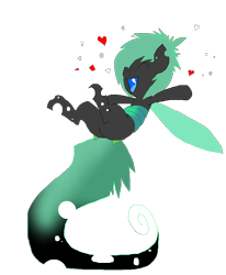 Size: 720x875 | Tagged: safe, artist:princessamity, derpibooru import, oc, oc only, changeling, changeling oc, confetti, eyes closed, green changeling, happy, heart, hearts and hooves day, jumping, pixel art, plot, simple background, smiling, solo, swirls, tongue out, transparent background, vector, wip