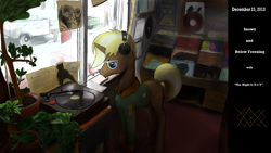 Size: 1920x1080 | Tagged: safe, artist:crown1995, trenderhoof, ponies in real life, snow, solo, turntable
