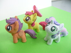 Size: 591x442 | Tagged: safe, artist:raru, derpibooru import, apple bloom, scootaloo, sweetie belle, cutie mark crusaders, irl, photo, sculpture