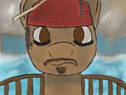 Size: 1400x1050 | Tagged: safe, artist:donkthedonkey, derpibooru import, jack sparrow, ocean, pirates of the caribbean, ponified, solo, water