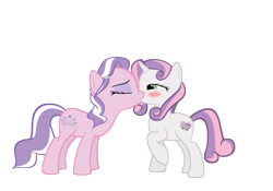 Size: 5000x3500 | Tagged: safe, artist:darthzew, diamond tiara, sweetie belle, alternate cutie mark, blushing, diamondbelle, female, kissing, lesbian, older, shipping, simple background, transparent background, vector