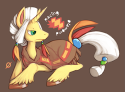 Size: 773x569 | Tagged: safe, artist:nokkelborth, derpibooru import, oc, oc only, oc:racing diamond, pony, clothes, male, poncho, solo, stallion, unshorn fetlocks