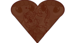 Size: 640x360 | Tagged: safe, artist:notsofrequentuser, artist:xioade, derpibooru import, edit, chickadee, ms. harshwhinny, ms. peachbottom, chocolate, christmas, cookie, female, harshbottom, heart, kissing, lesbian, love, shipping