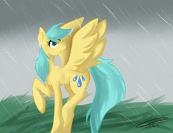 Size: 1019x784 | Tagged: safe, artist:leasmile, derpibooru import, sunshower raindrops, rain, solo