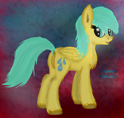 Size: 934x888 | Tagged: safe, artist:liquidarrow-x, derpibooru import, sunshower raindrops, chest fluff, solo, unshorn fetlocks