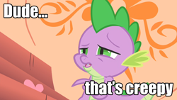 Size: 1280x720 | Tagged: safe, screencap, spike, dragon, owl's well that ends well, image macro, reaction image, solo