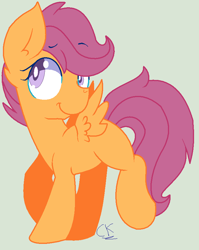 Size: 685x860 | Tagged: safe, artist:longtail448, scootaloo, pegasus, pony, female, filly, simple background, solo