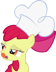 Size: 3939x5000 | Tagged: safe, artist:fabulouspony, derpibooru import, apple bloom, chef's hat, hat, licking, licking lips, simple background, solo, tongue out, transparent background, vector