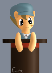 Size: 800x1113 | Tagged: safe, artist:scouthiro, derpibooru import, hat, luke triton, ponified, professor layton, solo