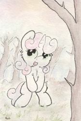 Size: 672x1000 | Tagged: safe, artist:slightlyshade, derpibooru import, sweetie belle, solo, traditional art