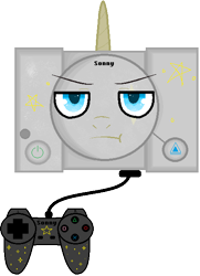 Size: 443x613 | Tagged: safe, artist:spoppytea, derpibooru import, pony, unicorn, playstation, sony