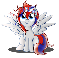 Size: 1664x1630 | Tagged: safe, artist:ruhisu, derpibooru import, oc, oc only, pegasus, pony, flower, mascot, poland, smiling, solo, wreath