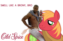 Size: 487x318 | Tagged: safe, artist:multigal, derpibooru import, big macintosh, earth pony, pony, advertisement, isaiah mustafa, male, old spice, old spice guy, stallion