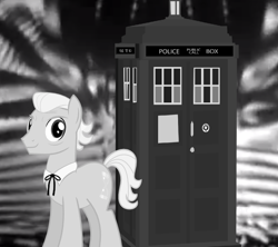 Size: 598x532 | Tagged: safe, derpibooru import, doctor whooves, black and white, doctor who, first doctor, grayscale, monochrome, ponified, solo, tardis, time vortex, william hartnell