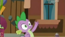 Size: 1012x569 | Tagged: safe, derpibooru import, screencap, spike, dragon, rarity takes manehattan, season 4, solo