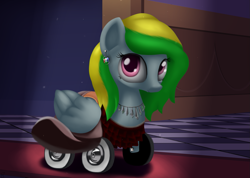 Size: 1385x985 | Tagged: safe, artist:midwestbrony, derpibooru import, oc, oc only, oc:wheely bopper, original species, buick, classy, clothes, dress, gala dress, solo, wheelpone