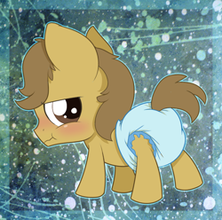 Size: 948x942 | Tagged: safe, artist:cuddlehooves, derpibooru import, oc, oc only, oc:butterscotch, pony, baby, baby pony, cuddlehooves is trying to murder us, cute, diaper, foal, poofy diaper, solo