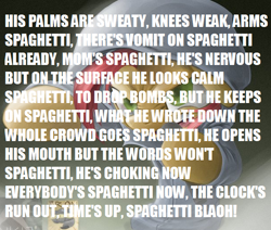 Size: 612x520 | Tagged: safe, derpibooru import, babs seed, babs the rapper, eminem, exploitable meme, image macro, lose yourself (eminem), meme, mom's spaghetti, solo, spaghetti, wall of text