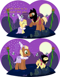 Size: 4000x5143 | Tagged: safe, artist:lumorn, derpibooru import, meadow song, noi, comic, crossdressing, ermac, nightmare night, tomboy