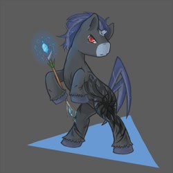 Size: 500x500 | Tagged: safe, artist:namiane, derpibooru import, oc, oc only, broken horn, magic, solo, splinter shade, wand