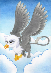 Size: 2000x2838 | Tagged: safe, artist:agamnentzar, derpibooru import, oc, oc only, griffon, artemisia, flying, solo