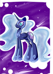 Size: 594x822 | Tagged: safe, artist:blueshadowsmist, nightmare moon, alicorn, pony, female, mare, profile, smiling, solo