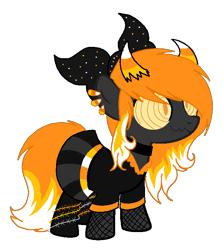 Size: 672x752 | Tagged: safe, artist:insaneponyadopts, oc, oc only, candy corn, clothes, filly, horns, piercing, solo