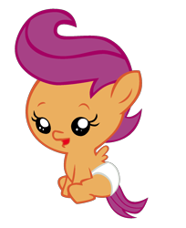 Size: 1229x1507 | Tagged: safe, artist:bronyboy, derpibooru import, scootaloo, pony, baby, baby pony, baby scootaloo, diaper, foal, simple background, solo, transparent background, vector