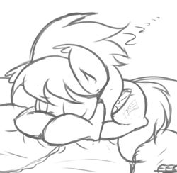 Size: 2885x2819 | Tagged: safe, artist:freefraq, cloudchaser, cute, eyes closed, filly, monochrome, prone, sleeping, solo, zzz