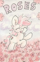 Size: 675x1053 | Tagged: safe, artist:slightlyshade, roseluck, happy, solo, traditional art