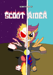 Size: 753x1060 | Tagged: safe, artist:lightdegel, derpibooru import, scootaloo, ghost rider, scoot rider, solo