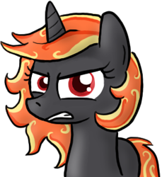 Size: 270x295 | Tagged: safe, artist:paper-pony, derpibooru import, oc, oc only, oc:incendia, pony, fanfic:antipodes, angry, solo