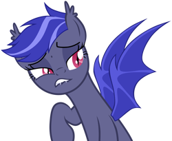 Size: 5000x4092 | Tagged: safe, artist:zee66, derpibooru import, oc, oc only, oc:night watch, bat pony, pony, absurd resolution, cringing, simple background, solo, transparent background, vector