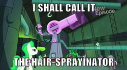 Size: 500x277 | Tagged: safe, derpibooru import, mane-iac, power ponies (episode), image macro, phineas and ferb