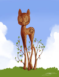 Size: 786x1017 | Tagged: safe, artist:jakeromano, bloomberg, original species, elemental, ponified, solo, tree