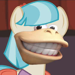 Size: 940x940 | Tagged: safe, derpibooru import, edit, edited screencap, screencap, coco pommel, rarity takes manehattan, donkey kong, donkey kong country, face swap, nintendo, wat