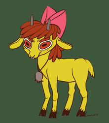 Size: 514x581 | Tagged: safe, artist:comickit, derpibooru import, apple bloom, goat, bell, bell collar, collar, goat bloom, goatified, solo, species swap