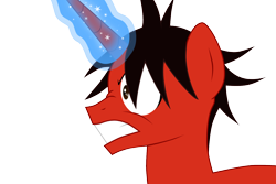 Size: 1500x1000 | Tagged: safe, artist:jofca, derpibooru import, oc, oc only, oc:zero divide, pony, unicorn, angry, bust, gritted teeth, magic, nose wrinkle, ponysona, simple background, solo, transparent background