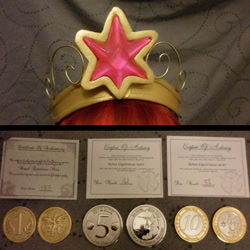 Size: 549x549 | Tagged: safe, derpibooru import, big crown thingy, coin, merchandise, simple background, text