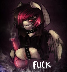 Size: 963x1030 | Tagged: safe, artist:mixipony, oc, oc only, oc:mixi, bong, clothes, collar, drugs, hoodie, solo, vulgar