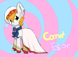 Size: 1100x800 | Tagged: safe, artist:gummythemlpalligator, derpibooru import, clothes, cornet, dress, hat, ponified, rhapsody: a musical adventure, solo