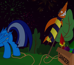 Size: 8000x7000 | Tagged: safe, artist:csillaghullo, derpibooru import, pegasus, pony, absurd resolution, fail, fireworks, new year, rocket, this will end in tears and/or death