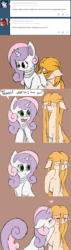 Size: 635x2231 | Tagged: safe, artist:fiddlearts, derpibooru import, sweetie belle, sweetie bot, oc, oc:energy, earth pony, pony, robot, robot pony, unicorn, animated, ask, blushing, brown background, chest fluff, comic, cute, diasweetes, embarrassed, eyes closed, female, floppy ears, frown, future sweetie bot, gif, heart, hooves, horn, kiss on the cheek, kissing, lesbian, looking away, mare, older, open mouth, pointing, repairing, shipping, simple background, sitting, smiling, teeth, tumblr, wall of tags, wavy mouth