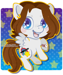 Size: 434x511 | Tagged: safe, artist:miss-glitter, derpibooru import, oc, oc only, oc:bee chalke, pony, earring, female, flying, mare, solo, watch