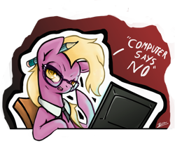 Size: 3000x2500 | Tagged: safe, artist:europamaxima, derpibooru import, grace manewitz, rarity takes manehattan, computer, little britain, solo